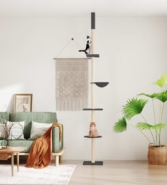 Draskyklė katėms iki lubų, tamsiai pilka, 263,5–289,5cm