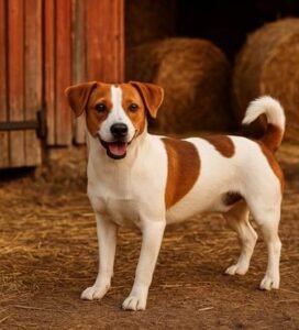 Danų–švedų fermerio šuo lauke Bugivugi