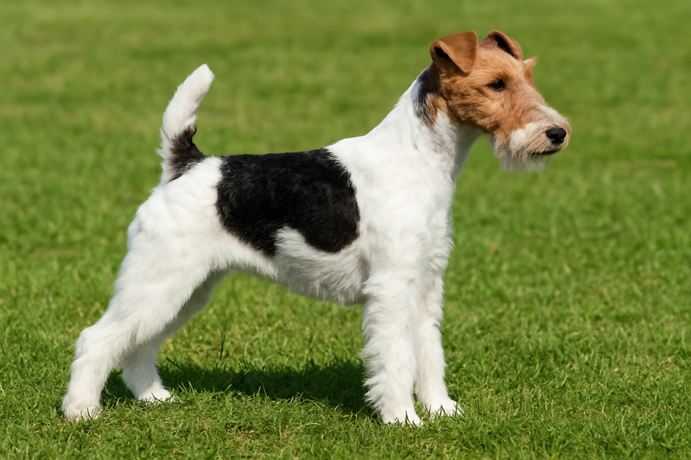 Šiurkščiaplaukis foksterjeras žolėje Bugivugi