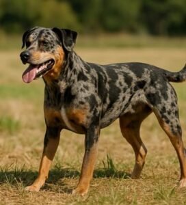 Katahulos leopardinis šuo stovintis pievoje Bugivugi