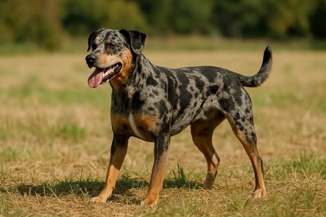 Katahulos leopardinis šuo stovintis pievoje Bugivugi