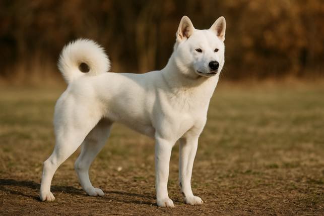 Kišu šuo stovintis lauke Bugivugi