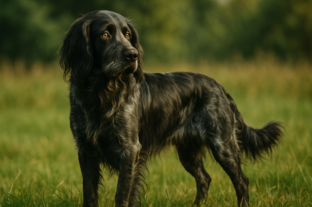 Mėlynasis Pikardo spanielis žolėje Bugivugi