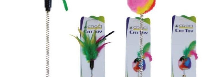 Žaislas katėms spyruoklė su plunksnomis Croci 29cm 2vnt