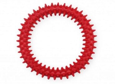 Raudonas spygliuotas žiedas Pet Nova Dental 12.5cm 3vnt