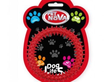 Raudonas spygliuotas žiedas Pet Nova Dental 12.5cm 3vnt