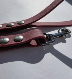 Pavadėlis dengtas pvc, juodas su bordo rankena