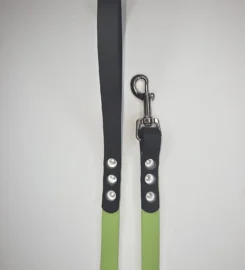 Pavadėlis dengtas pvc, žalias su juoda rankena