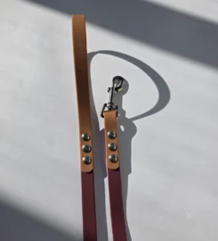 Pavadėlis dengtas PVC, bordo su ruda rankena