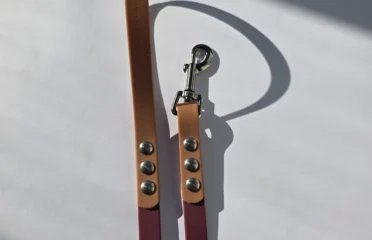 Pavadėlis dengtas PVC, bordo su ruda rankena