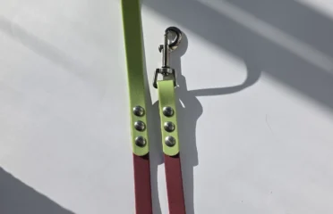 Pavadėlis dengtas pvc, bordo su žalia rankena