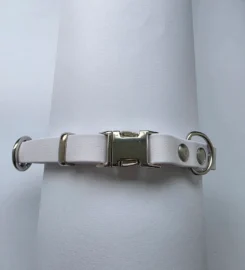 Reguliuojamas antkaklis dengtas pvc, baltas