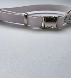 Reguliuojamas antkaklis dengtas pvc, baltas