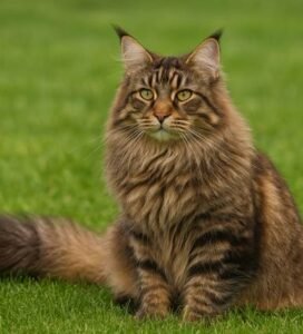 Meino meškėnas rudos rainos spalvosėdi žolėje Bugivugi