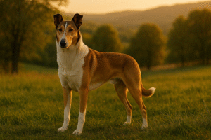 Trumpaplaukis kolis šuo lauke bugivugi