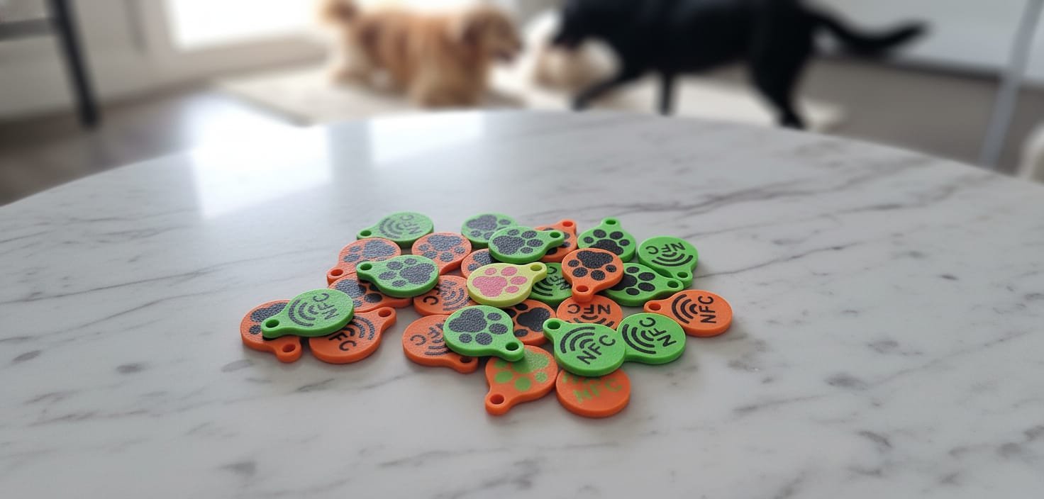 NFC 3d spausdinti pakabukai.